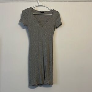 Short gray V-neck dress